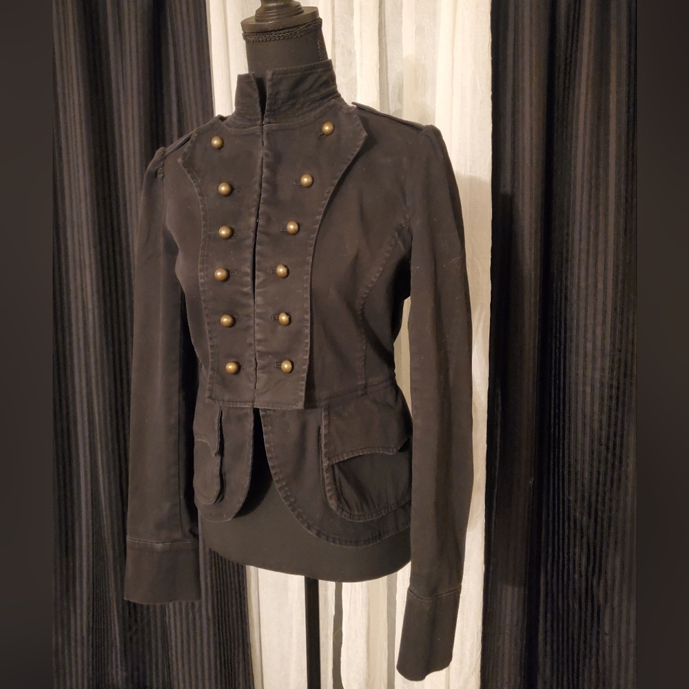 Heart Moon Star Black Military Style Jacket w/Gold Buttons SIZE M